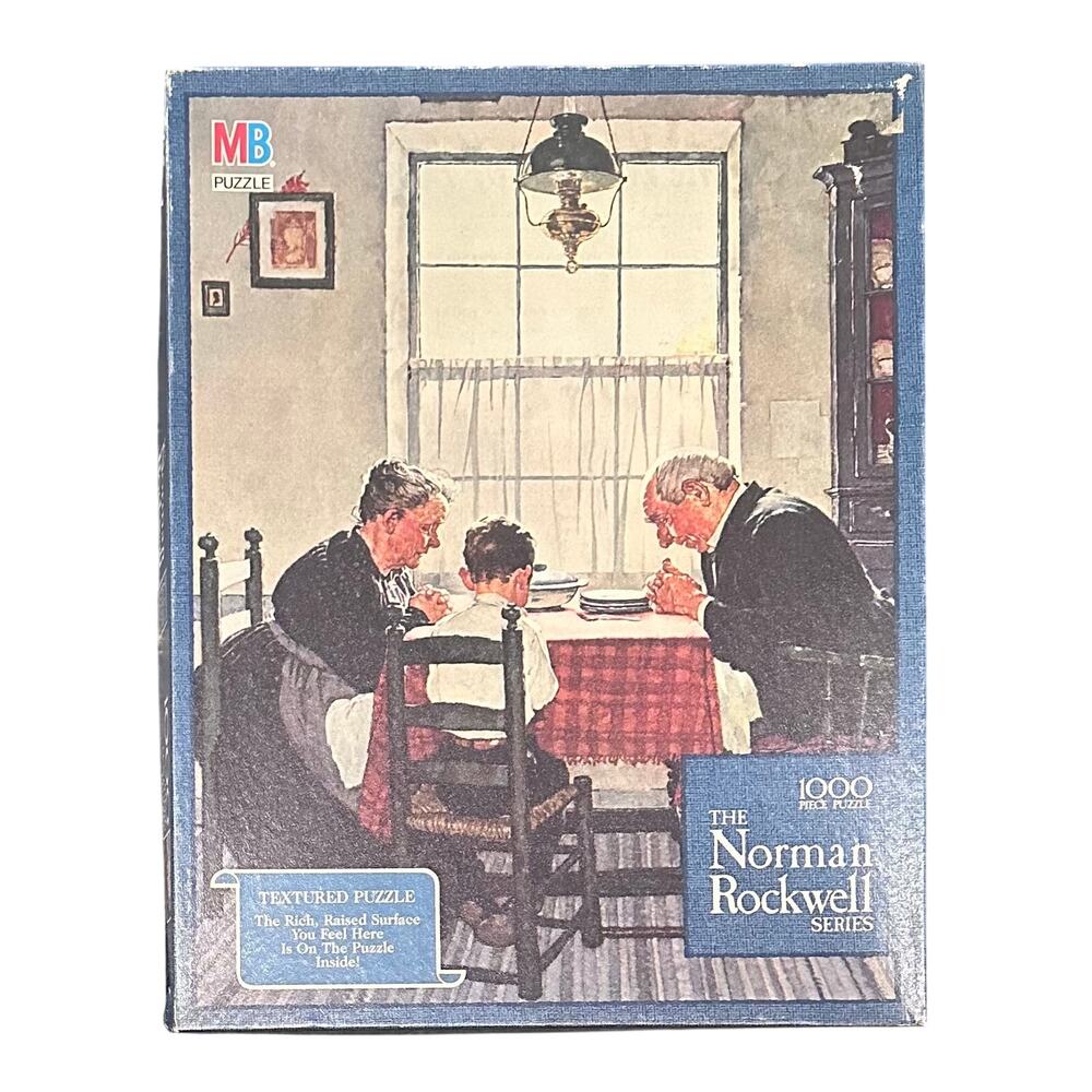 Vintage The Norman Rockwell Series 1000pc Jigsaw Puzzle Family Grace, Praying